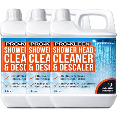 Pro-Kleen Shower Head Cleaner & Descaler Deeply Cleans to Remove Dirt, Bacteria, Limescale, Grime and Debris Prevents Legionella Bacteria Easy to Use Formula (3 x 1 Litre) Pro-Kleen Shower Head Cleaner & Descaler Deeply Cleans to Remove Dirt, Bacteria, Limescale, Grime and Debris Prevents Legionella Bacteria Easy to Use Formula (3 x 1 Litre)
