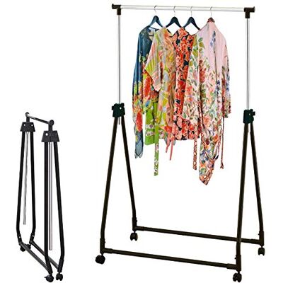 Bakaji Adjustable Steel Clothes Rack - Foldable & Mobile Bakaji Adjustable Steel Clothes Rack - Foldable & Mobile