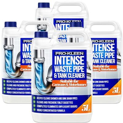 Pro-Kleen Intense Waste Pipe and Tank Cleaner for Caravans and Motorhomes 20L Deeply Cleans Shower & Sink Drain Pipes & Freshens Toilet Cassettes, Eliminates Unpleasant Odours Pro-Kleen Intense Waste Pipe and Tank Cleaner for Caravans and Motorhomes 20L Deeply Cleans Shower & Sink Drain Pipes & Freshens Toilet Cassettes, Eliminates Unpleasant Odours