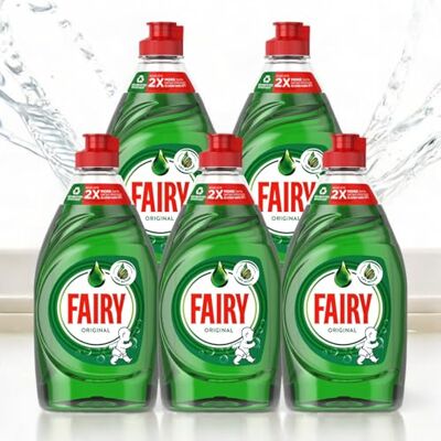 Fairy ORIGINAL Washing Up Liquid, 5 x 320ml Bottles (Pack of 5) – Concentrated Grease Cutting Dish Soap – Long Lasting Bubbles & Gentle on Hands – Compact Size for Kitchen, Camping & Caravans Fairy ORIGINAL Washing Up Liquid, 5 x 320ml Bottles (Pack of 5) – Concentrated Grease Cutting Dish Soap – Long Lasting Bubbles & Gentle on Hands – Compact Size for Kitchen, Camping & Caravans