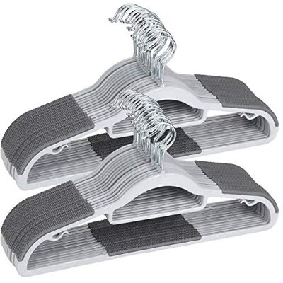 TIMMY Plastic Hangers 50 Pack Heavy Duty Dry Wet Clothes Hangers with Non-Slip Pads Space Saving 0.2" Thickness Super Lightweight Organizer TIMMY Plastic Hangers 50 Pack Heavy Duty Dry Wet Clothes Hangers with Non-Slip Pads Space Saving 0.2" Thickness Super Lightweight Organizer