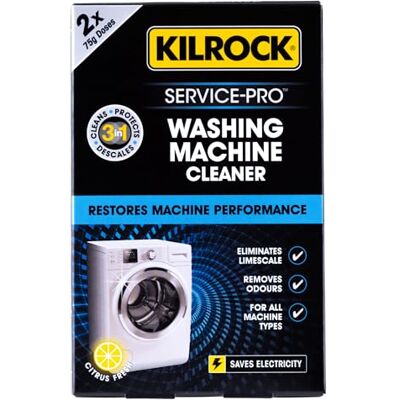 Kilrock Service Pro Washing Machine Cleaner 2x 75g Helps Prevent Breakdowns Removes Odours For All Machine Types, Restores Machine Performance Kilrock Service Pro Washing Machine Cleaner 2x 75g Helps Prevent Breakdowns Removes Odours For All Machine Types, Restores Machine Performance