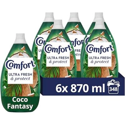 Comfort Ultra Fresh & Protect Coco Fantasy Fabric Conditioner with Pro-Fibre Technology Protects Colour and Shape 58 washes(870 ml) Case pack of 6 Comfort Ultra Fresh & Protect Coco Fantasy Fabric Conditioner with Pro-Fibre Technology Protects Colour and Shape 58 washes(870 ml) Case pack of 6