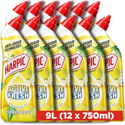 Harpic Active Fresh - 750 ml - Citrus Zest - 12-pack - Toilet Cleaning Gel Harpic Active Fresh - 750 ml - Citrus Zest - 12-pack - Toilet Cleaning Gel