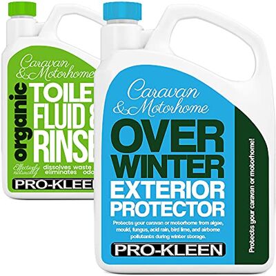 Pro-Kleen Organic Caravan Toilet Chemical Fluid 2L with Over Winter Wash Exterior Protector 2L Caravan and Motorhomes Eco-Friendly, Formaldehyde Free 2 Litres Pro-Kleen Organic Caravan Toilet Chemical Fluid 2L with Over Winter Wash Exterior Protector 2L Caravan and Motorhomes Eco-Friendly, Formaldehyde Free 2 Litres