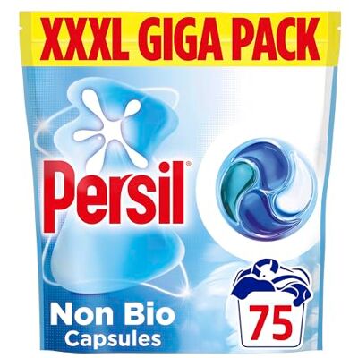 Persil Non Bio 4-in-1 Laundry Capsules, 75 Washes Fast-Dissolving, Gentle Next to Sensitive Skin, Lifts Stains 1st Time Even in Quick & Cold Washes Persil Non Bio 4-in-1 Laundry Capsules, 75 Washes Fast-Dissolving, Gentle Next to Sensitive Skin, Lifts Stains 1st Time Even in Quick & Cold Washes