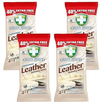AXpower Inspirational Technology Empowering People Green Shield Conditioned 4-in-1 Leather Surface Wipes Fresh Scented Leather Wipes Removes Dirt & Grime with Protecting the Surface Multi-purpose Use Gives Surfaces an Original Finish (4 Packs) AXpower Inspirational Technology Empowering People Green Shield Conditioned 4-in-1 Leather Surface Wipes Fresh Scented Leather Wipes Removes Dirt & Grime with Protecting the Surface Multi-purpose Use Gives Surfaces an Original Finish (4 Packs)