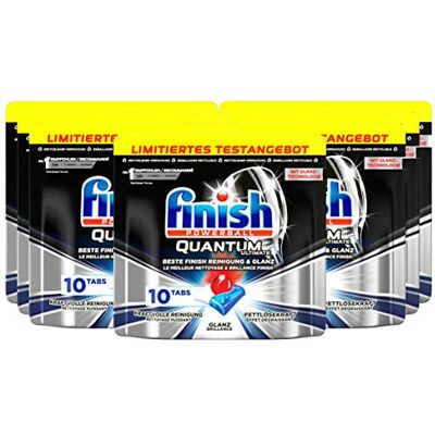 Finish Quantum Ultimate Dishwasher Tablets Dishwasher Tablets with Triple Effect Powerful Cleaning, Degreasing Power and Shine Storage Pack of 70 Tabs (7 x 10 Tabs) Finish Quantum Ultimate Dishwasher Tablets Dishwasher Tablets with Triple Effect Powerful Cleaning, Degreasing Power and Shine Storage Pack of 70 Tabs (7 x 10 Tabs)