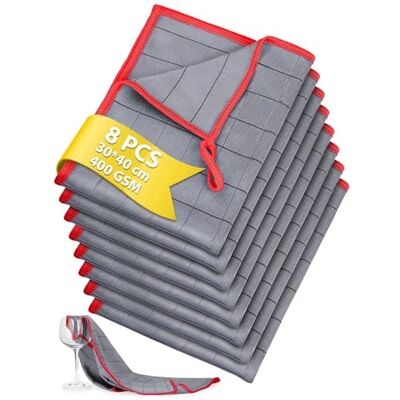 Euqvunn Carbon Microfibre Cleaning Cloths (8 Pack, 30x40cm) – 400GSM Lint-Free & Streak-Free Grid Pattern for Stubborn Dirt & Grease For Home, Kitchen, Car & Glass – Red Euqvunn Carbon Microfibre Cleaning Cloths (8 Pack, 30x40cm) – 400GSM Lint-Free & Streak-Free Grid Pattern for Stubborn Dirt & Grease For Home, Kitchen, Car & Glass – Red