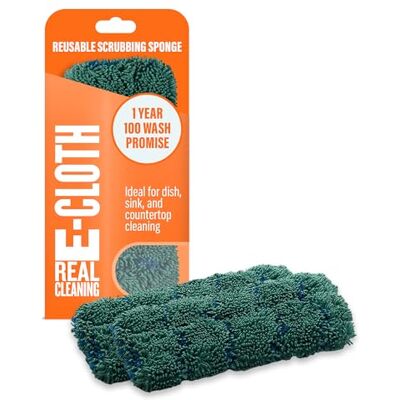 E-Cloth Kitchen Dynamo, Premium Microfiber Non-scratch Kitchen Dish Scrubber Sponge, Ideal for Dish, Sink and Countertop Cleaning, 100 Wash Guarantee, Green, 2 Pack E-Cloth Kitchen Dynamo, Premium Microfiber Non-scratch Kitchen Dish Scrubber Sponge, Ideal for Dish, Sink and Countertop Cleaning, 100 Wash Guarantee, Green, 2 Pack