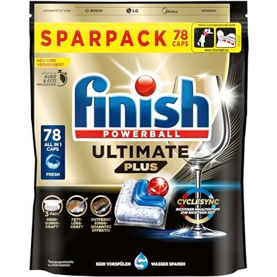 Finish Ultimate Plus Fresh Dishwasher Tablets Dishwasher Tablets for Intensive Cleaning, Grease Dissolving Power and Shine Economy Pack of 78 Tablets Finish Ultimate Plus Fresh Dishwasher Tablets Dishwasher Tablets for Intensive Cleaning, Grease Dissolving Power and Shine Economy Pack of 78 Tablets
