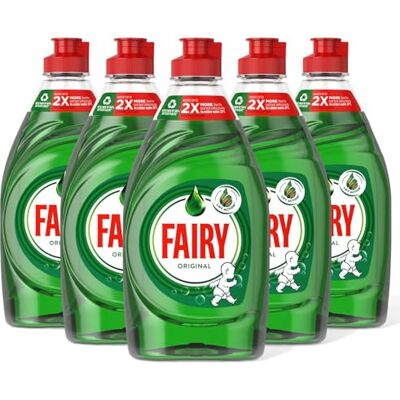 Fairy ORIGINAL Washing Up Liquid Green with LiftAction (320ml x Pack of 5) – Powerful Grease-Cutting, Concentrated Formula, Long-Lasting Fresh Scent, Gentle on Hands Fairy ORIGINAL Washing Up Liquid Green with LiftAction (320ml x Pack of 5) – Powerful Grease-Cutting, Concentrated Formula, Long-Lasting Fresh Scent, Gentle on Hands