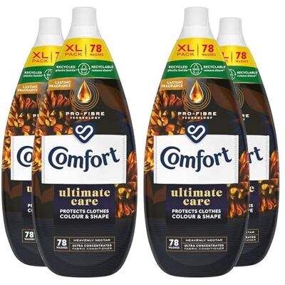 Comfort Ultimate Care Ultra-Concentrated Fabric Conditioner with Lasting Fragrance Intense Liquid Fabric Softener 78 Wash, 1.18 L (Heavenly Nectar, Buy 4) Comfort Ultimate Care Ultra-Concentrated Fabric Conditioner with Lasting Fragrance Intense Liquid Fabric Softener 78 Wash, 1.18 L (Heavenly Nectar, Buy 4)