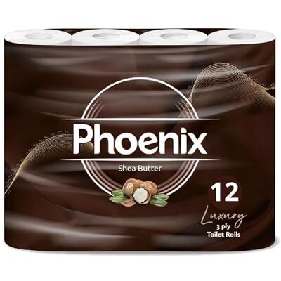 Phoenix White Shea Butter Quilted 3-Ply Toilet Rolls - Toilet Paper Phoenix White Shea Butter Quilted 3-Ply Toilet Rolls - Toilet Paper