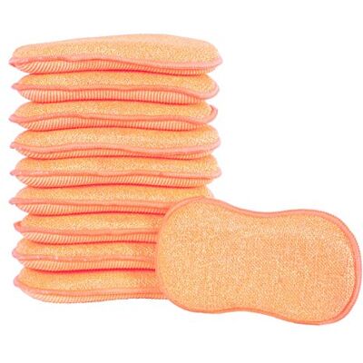 Micro-Pro 10 Pack of Duo Action Antibacterial Cleaning Pads Microfibre Cloths Sponge Scourers Dusters For Home Kitchen Bathroom Shower Scrubbing Dusting Wiping Polishing Washing Up Dishes Orange Micro-Pro 10 Pack of Duo Action Antibacterial Cleaning Pads Microfibre Cloths Sponge Scourers Dusters For Home Kitchen Bathroom Shower Scrubbing Dusting Wiping Polishing Washing Up Dishes Orange