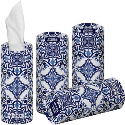 tishoo Hyaluronic Acid-Infused Luxury 4-Ply Tissues 4 Tubes, Maiolica tishoo Hyaluronic Acid-Infused Luxury 4-Ply Tissues 4 Tubes, Maiolica