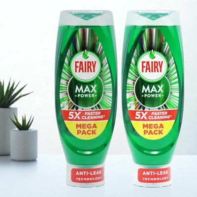 Fairy 2 x 730ml Max Power Original Washing Up Liquid – Mega Pack Fast Grease Removal, Effortless Soaking, Easy Rinsing Fairy 2 x 730ml Max Power Original Washing Up Liquid – Mega Pack Fast Grease Removal, Effortless Soaking, Easy Rinsing