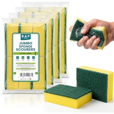 RAP Gloves 24 Jumbo Sponge Scourers Heavy Duty Washing Up Kitchen Dishwashing Sponge RAP Gloves 24 Jumbo Sponge Scourers Heavy Duty Washing Up Kitchen Dishwashing Sponge