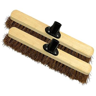 EDS 18” Garden Broom Head ONLY Outdoor Natural Bassine Hard Bristle Broom with Durable Support Bracket Yard Brush Heavy Duty Broom Outdoor Stiff Sweeping Yard (PACK OF 2) EDS 18” Garden Broom Head ONLY Outdoor Natural Bassine Hard Bristle Broom with Durable Support Bracket Yard Brush Heavy Duty Broom Outdoor Stiff Sweeping Yard (PACK OF 2)