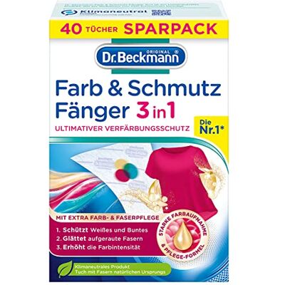 Dr. Beckmann Allin1 Paint & Dirt Traps Discolouration Protection 40 Colour care effect, smooths fibres, against grey veil, ultra-absorbent cloth Dr. Beckmann Allin1 Paint & Dirt Traps Discolouration Protection 40 Colour care effect, smooths fibres, against grey veil, ultra-absorbent cloth