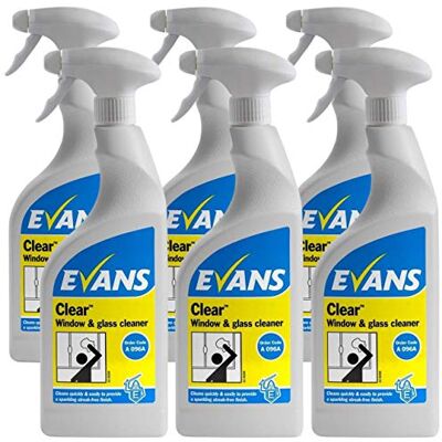 Evans Vanodine 6 x Evans Clear Furniture Polish Window and Glass Cleaner Trigger Spray Bottle 750ML Bottles Evans Vanodine 6 x Evans Clear Furniture Polish Window and Glass Cleaner Trigger Spray Bottle 750ML Bottles