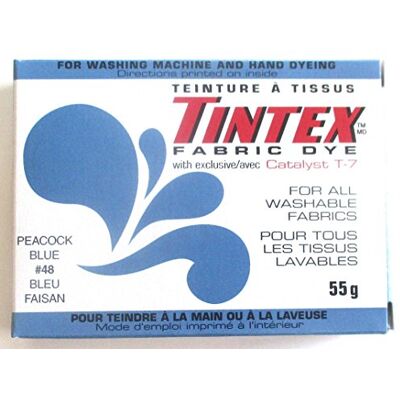 TINTEX Fabric Dye, Peacock Blue (#48), Compatible with Fabric, 0.13 pounds TINTEX Fabric Dye, Peacock Blue (#48), Compatible with Fabric, 0.13 pounds