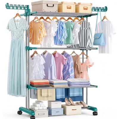 Lexi 4 Tier Clothes Horse Drying Rack, Foldable Laundry Airer with Wheels, 18m Drying Space, Heavy Duty Indoor Outdoor Clothes Dryer Rack, Space Saving Clothes Airer Lexi 4 Tier Clothes Horse Drying Rack, Foldable Laundry Airer with Wheels, 18m Drying Space, Heavy Duty Indoor Outdoor Clothes Dryer Rack, Space Saving Clothes Airer