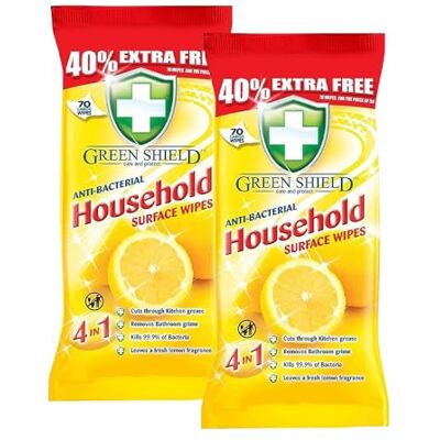 ZOPPER Antibacterial Household Surface Wipes Lemon Scent – 2 x 70 Large Quick-Drying Cleaning Wipes for Kitchen, Bathroom, Worktops, Appliances & General Household Surfaces ZOPPER Antibacterial Household Surface Wipes Lemon Scent – 2 x 70 Large Quick-Drying Cleaning Wipes for Kitchen, Bathroom, Worktops, Appliances & General Household Surfaces