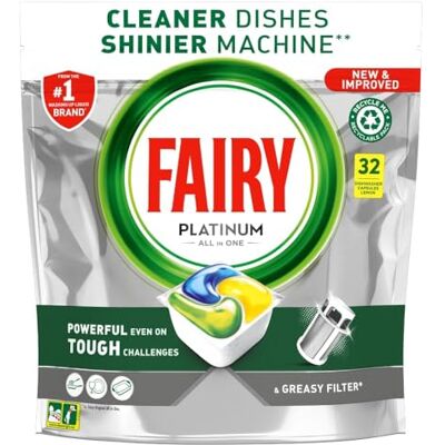 Fairy Platinum All In One Lemon Dishwasher Tablets, 32 pack Fairy Platinum All In One Lemon Dishwasher Tablets, 32 pack