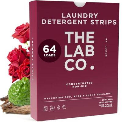 The Lab Co. Laundry Detergent Strips Washing Sheets Eco Ultra-Concentrated Non-Bio for Sensitive Skin Non-Toxic Fragrance EDC-Free Lab-Tested Welcoming Oud Rose Bergamot 64 Loads The Lab Co. Laundry Detergent Strips Washing Sheets Eco Ultra-Concentrated Non-Bio for Sensitive Skin Non-Toxic Fragrance EDC-Free Lab-Tested Welcoming Oud Rose Bergamot 64 Loads