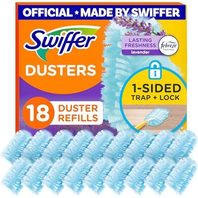 Swiffer Dusters Refill for Cleaning, Feather & Microfiber Duster Disposable Alternative, for Dusting Furniture, Blinds, Ceiling Fans, Walls, Helps Remove Allergens, Lavender, 18ct Swiffer Dusters Refill for Cleaning, Feather & Microfiber Duster Disposable Alternative, for Dusting Furniture, Blinds, Ceiling Fans, Walls, Helps Remove Allergens, Lavender, 18ct