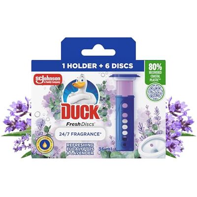 DUCK Fresh Discs Toilet Cleaner Starter Kit, Fights Stains That Harbour Germs, Prevents Limescale Build Up, Virtual Violet, Pack of 5 (Each Kit contains 1 Holder + 1 Refill Tube) DUCK Fresh Discs Toilet Cleaner Starter Kit, Fights Stains That Harbour Germs, Prevents Limescale Build Up, Virtual Violet, Pack of 5 (Each Kit contains 1 Holder + 1 Refill Tube)