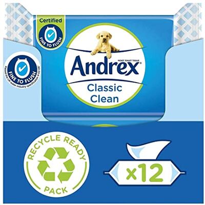 Andrex Ultimate Fresh Washlets, 12 Packs Gentle, Biodegradable, Flushable Toilet Wipes for Everyday Hygiene, Use with Regular Toilet Roll for a Shower Fresh Clean Andrex Ultimate Fresh Washlets, 12 Packs Gentle, Biodegradable, Flushable Toilet Wipes for Everyday Hygiene, Use with Regular Toilet Roll for a Shower Fresh Clean