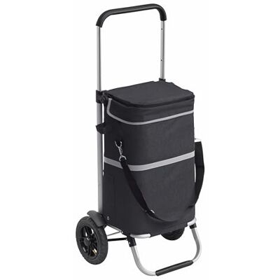 Meister Premium Black Shopping Trolley 45 L Folding Shopping Trolley with Pneumatic Tyres, Cooler Bag & Telescopic Handle Rainproof with Trolley Hanger Meister Premium Black Shopping Trolley 45 L Folding Shopping Trolley with Pneumatic Tyres, Cooler Bag & Telescopic Handle Rainproof with Trolley Hanger