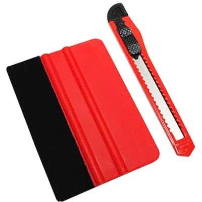 Gardinia Squeegee + Cutter Set for Window Film, 10 x 7 cm (Squeegee), Plastic/Metal, Red Gardinia Squeegee + Cutter Set for Window Film, 10 x 7 cm (Squeegee), Plastic/Metal, Red