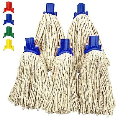 TDBS The Dustpan and Brush Store Mop Heads Replacement, Colour Coded Self Threading Socket Cotton Mop Head No.12 PY (Blue, Pack of 5) TDBS The Dustpan and Brush Store Mop Heads Replacement, Colour Coded Self Threading Socket Cotton Mop Head No.12 PY (Blue, Pack of 5)