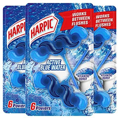 Harpic Active Fresh Toilet Rim Block Twin Pack, Atlantic Burst, Pack of 3, Anti-Limescale, Dirt Remover, Lasts up to 30 weeks and up to 1500 flushes, Toilet Cleaner, Toilet Freshener Harpic Active Fresh Toilet Rim Block Twin Pack, Atlantic Burst, Pack of 3, Anti-Limescale, Dirt Remover, Lasts up to 30 weeks and up to 1500 flushes, Toilet Cleaner, Toilet Freshener