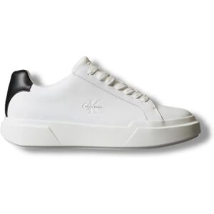 Calvin Klein Women’s Chunky Lace-up Leather Cupsole Trainers, White (Bright White/Black), 3 Calvin Klein Women’s Chunky Lace-up Leather Cupsole Trainers, White (Bright White/Black), 3