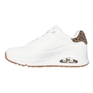 Skechers Women's Uno Jungle Nite Sneaker, White Durabuck/Leopard Printed Suede/Mesh Tri, 6 UK Skechers Women's Uno Jungle Nite Sneaker, White Durabuck/Leopard Printed Suede/Mesh Tri, 6 UK