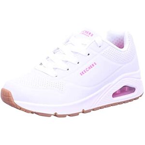 Skechers Women's Uno Stand on Air Sneaker, White Pu H Pink Trim, 1.5 UK Skechers Women's Uno Stand on Air Sneaker, White Pu H Pink Trim, 1.5 UK