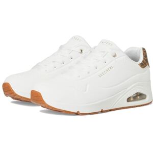 Skechers Women's Uno Jungle Nite Sneaker, White Durabuck/Leopard Printed Suede/Mesh Tri, 4.5 UK Skechers Women's Uno Jungle Nite Sneaker, White Durabuck/Leopard Printed Suede/Mesh Tri, 4.5 UK