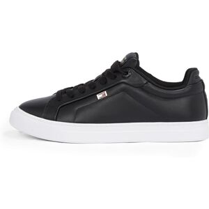 Tommy Hilfiger Women’s Icon Flag Leather Court Trainers, Black (Black), 7.5 Tommy Hilfiger Women’s Icon Flag Leather Court Trainers, Black (Black), 7.5
