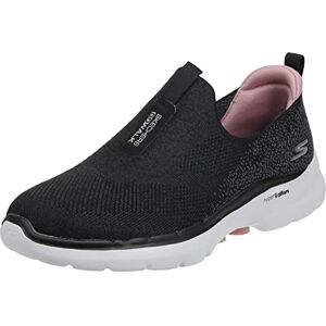Skechers Women's Go Walk 6-Glimmering Sneaker, Black Textile/Pink Trim, 2 UK Skechers Women's Go Walk 6-Glimmering Sneaker, Black Textile/Pink Trim, 2 UK