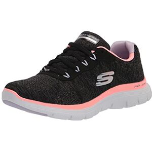 Skechers Women's Flex Appeal 4.0 Fresh Move Sneaker,Black Mesh / Coral & Lavender Trim,6 UK Skechers Women's Flex Appeal 4.0 Fresh Move Sneaker,Black Mesh / Coral & Lavender Trim,6 UK