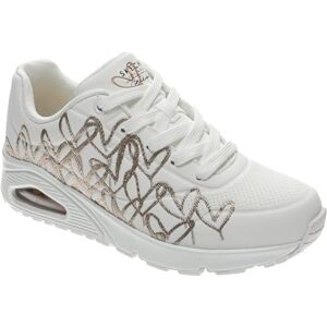 Skechers Women's Uno Golden Heart Sneaker, White Durabuck/Rose Gold Mylar Embroidery, 4.5 UK Skechers Women's Uno Golden Heart Sneaker, White Durabuck/Rose Gold Mylar Embroidery, 4.5 UK