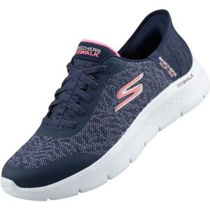Skechers Women's Go Walk Flex Kaylee Sneaker, Navy Textile/Pink Trim, 3 UK Skechers Women's Go Walk Flex Kaylee Sneaker, Navy Textile/Pink Trim, 3 UK