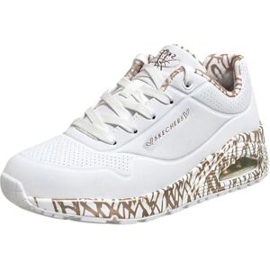 Skechers Women's Uno Love Sneaker, White Durabuck/Rose Gold Print Trim, 6.5 UK Skechers Women's Uno Love Sneaker, White Durabuck/Rose Gold Print Trim, 6.5 UK