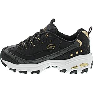 Skechers Women's D'Lites Ladies Night Sneaker, Black Duraleather/Gold Trim, 3 UK Skechers Women's D'Lites Ladies Night Sneaker, Black Duraleather/Gold Trim, 3 UK