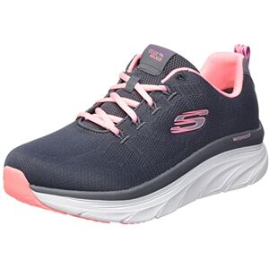 Skechers Women's D'Lux Walker Get Oasis Sneaker, Charcoal Mesh/Coral Trim, 4 UK Skechers Women's D'Lux Walker Get Oasis Sneaker, Charcoal Mesh/Coral Trim, 4 UK