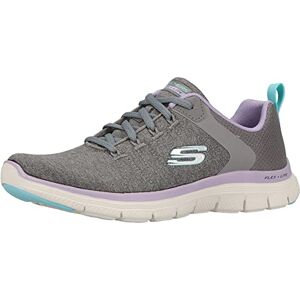 Skechers Women's Flex Appeal 4.0 Low-Top Trainers,Gray Knit/Mesh/Lavender Trim,4 UK Skechers Women's Flex Appeal 4.0 Low-Top Trainers,Gray Knit/Mesh/Lavender Trim,4 UK